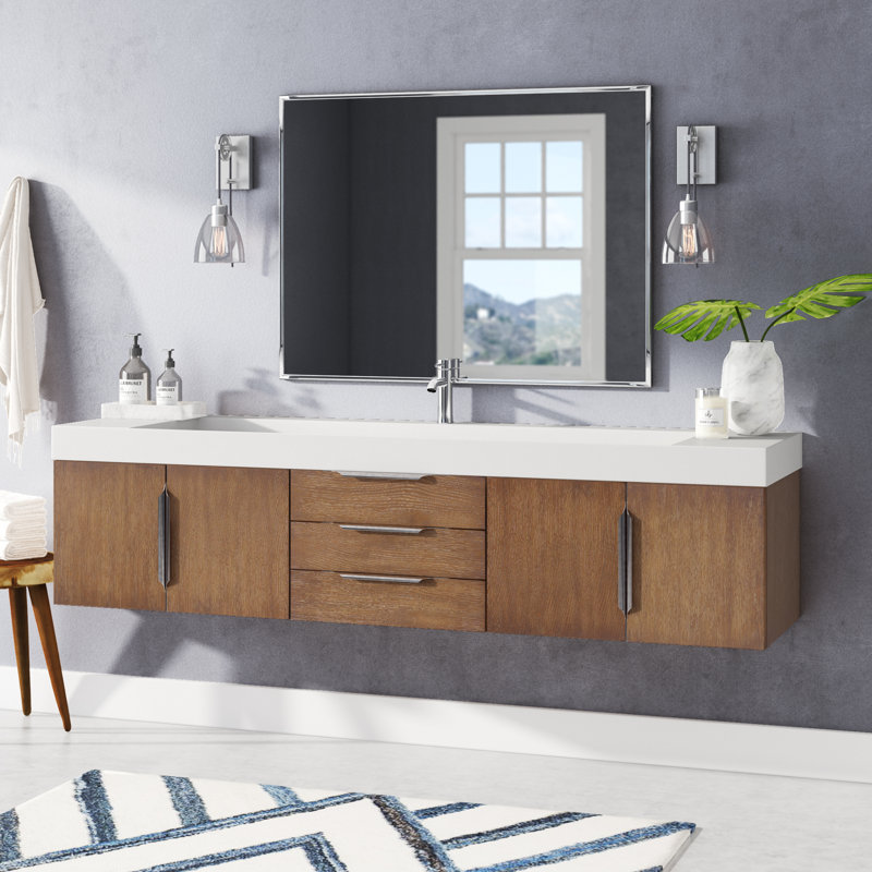 Brayden Studio Ensemble de vanité de salle de bain simple mural de 73" Whitstran Wayfair.ca